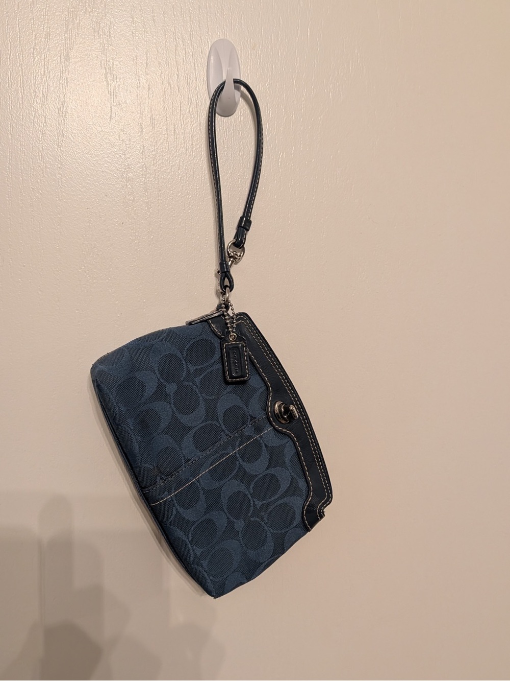 COACH Y2K Jacquard Logo Turn Lock Wristlet Clutch Bag